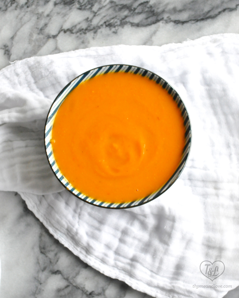 Sweet Potato, Squash and Carrot Soup is a healthy and nutritious soup. Perfect for a cold, snowy day! #vegan #glutenfree