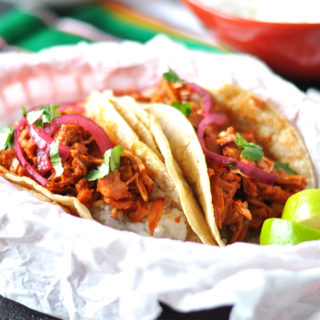 Vegan Jackfruit Tacos with Mexican White Rice makes for a delicious taco night! #vegan #glutenfree #tacos #jackfruit #mexican