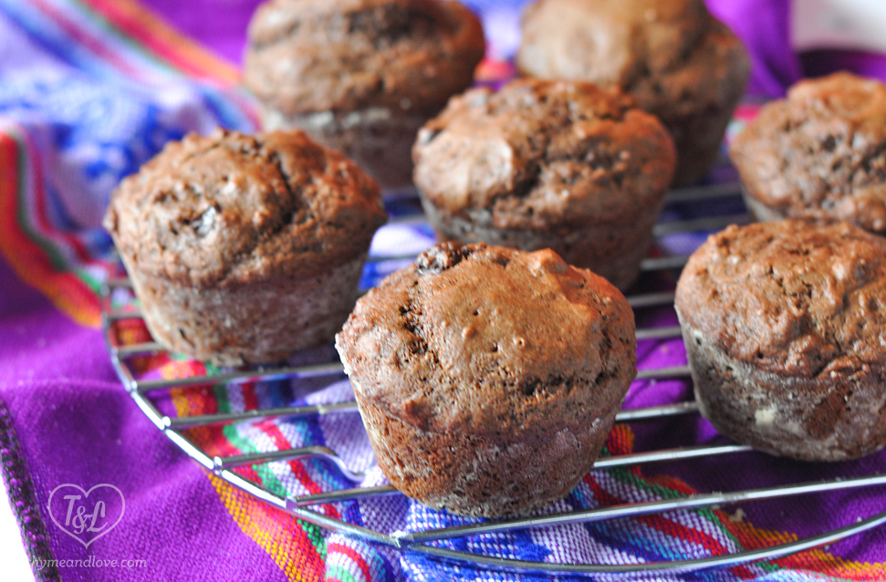 Vegan Chocolate Muffins made the coconut oil and dark chocolate chips. #vegan #muffins #breakfast #recipe 