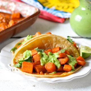 Braised Carrot Tacos with creamy, taqueria salsa. Perfect for meatless monday or taco tuesday! #tacos #vegan