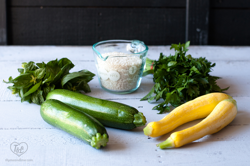 Zucchini Squash Risotto loaded with fresh herbs. Take advantage of summer produce with this risotto 