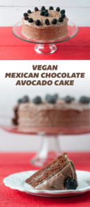 Vegan Mexican Chocolate Avocado Cake with a chocolate buttercream frosting. This moist, tender cake is perfect for any occasion. #vegan #cake