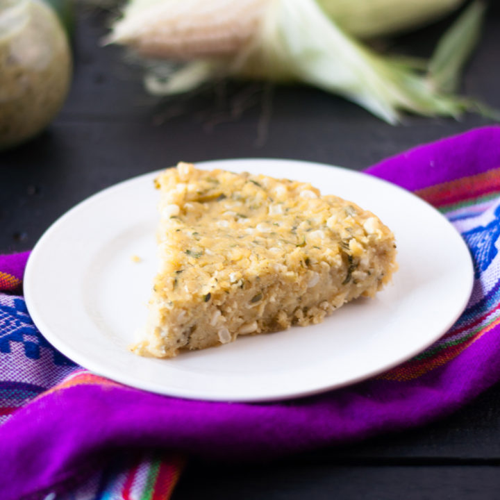 Vegan Zucchini Corn Tamal Casserole: the tamal casserole is steamed just like regular tamales but without all that work assembling them! #mexican #casserole