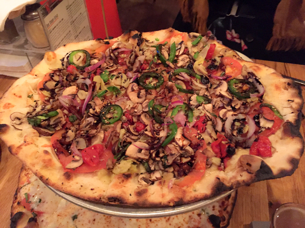 Vegan Pizza at The Filling Station Microbrewery in Traverse City, Michigan. #travel #vegan #michigan