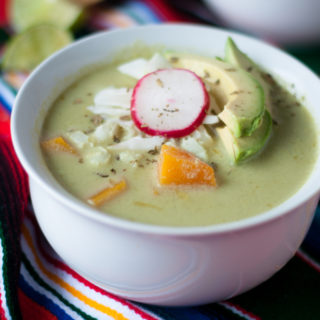 Butternut Squash Green Pozole: a vegan spin of a traditional Mexican recipe.