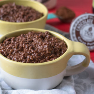 Rich, chocolatey oatmeal made with two types of chocolate. This oatmeal also reheats beautifully. Make a batch on the weekend and enjoy throughout the week! #breakfast
