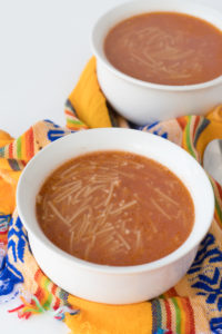Sopa Fideo con Caldo de Frijol uses bean cooking broth in place for water for a flavorful, nutritious soup. #vegan #mexican