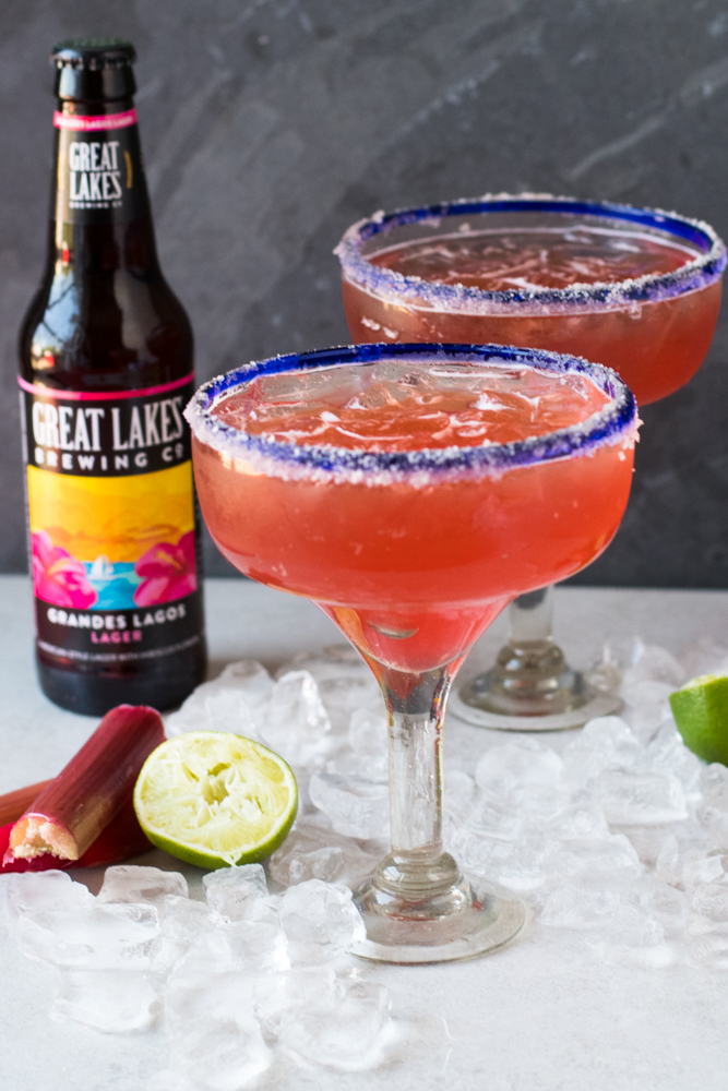 These Rhubarb Beer Margaritas aka Rhubaritas are the perfect summer drink. They are fruit, sweet, and refreshing! 