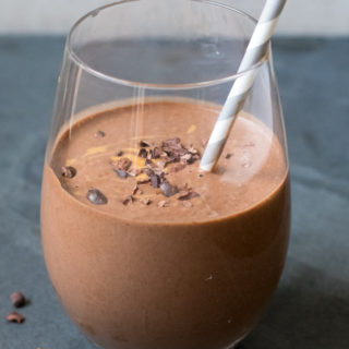 This thick and creamy Cacao Banana Peanut Butter Smoothie is made with nutrient dense cacao nibs and cacao powder. Perfect for breakfast or anytime of day!