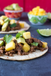 Jackfruit is braised in the slow cooker with a spice mix and cooked in beer. This jackfruit makes for a delicious vegan taco!