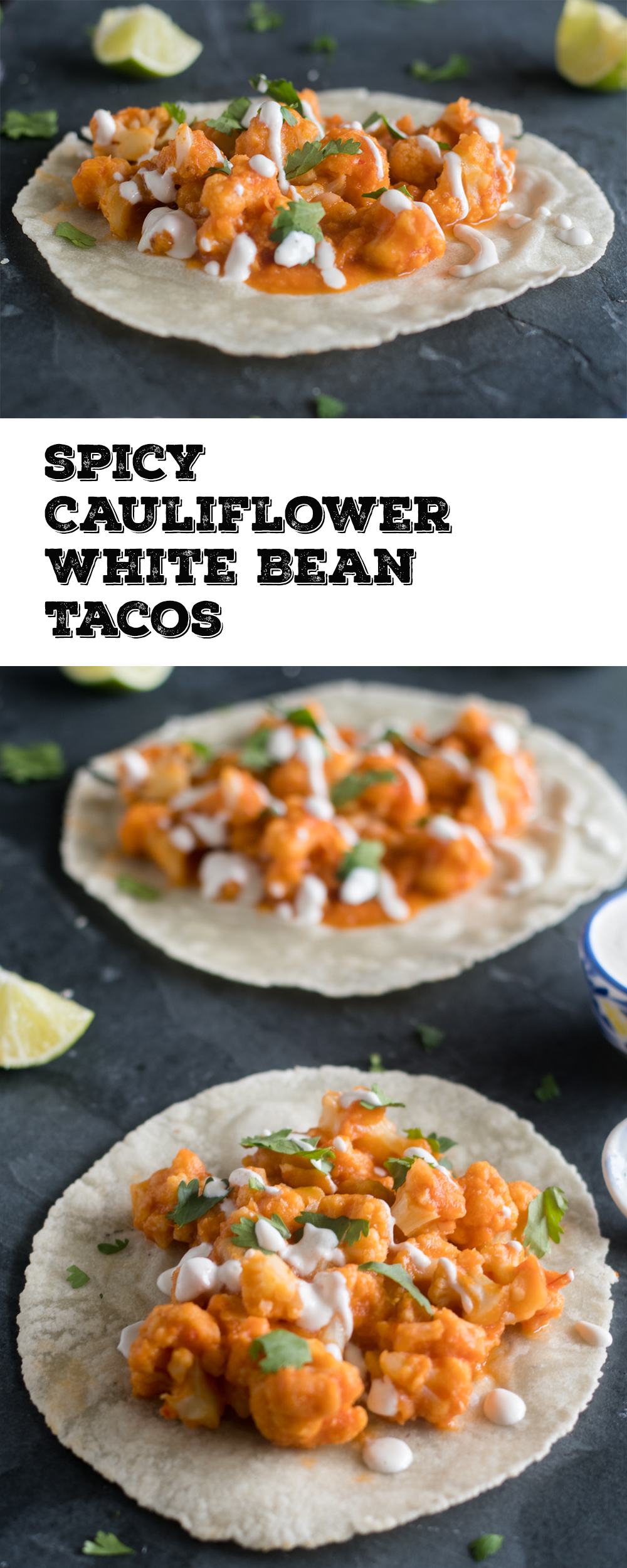 These Spicy Cauliflower and White Beans Tacos are so flavorful! Arbol chiles give these tacos a spicy kick! They are quick & easy to make too! 