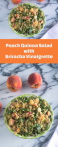 Peach Quinoa Salad with Sriracha Vinaigrette is a little sweet with a spicy kick!  #vegan #glutenfree