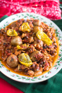 Vegan Mexican Bacalao is inspired by the traditional Bacalao served during Christmas. This vegan version using jackfruit instead of dried salted cod. #vegan #christmas