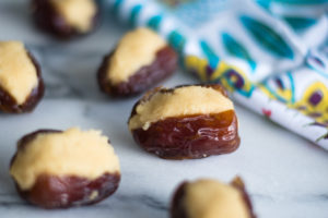 Inspired by a traditional Mexican sweet candy, these almond stuffed dates are made a little healthier with less sugar.