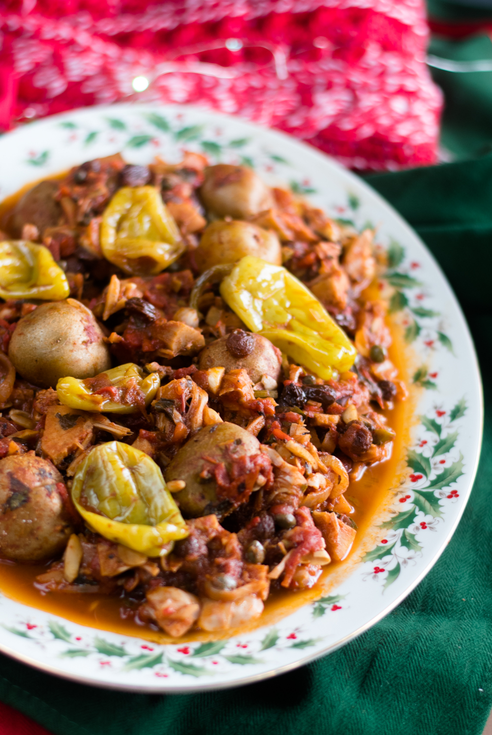 Vegan Mexican Bacalao is inspired by the traditional Bacalao served during Christmas. This vegan version using jackfruit instead of dried salted cod. #vegan #mexican 