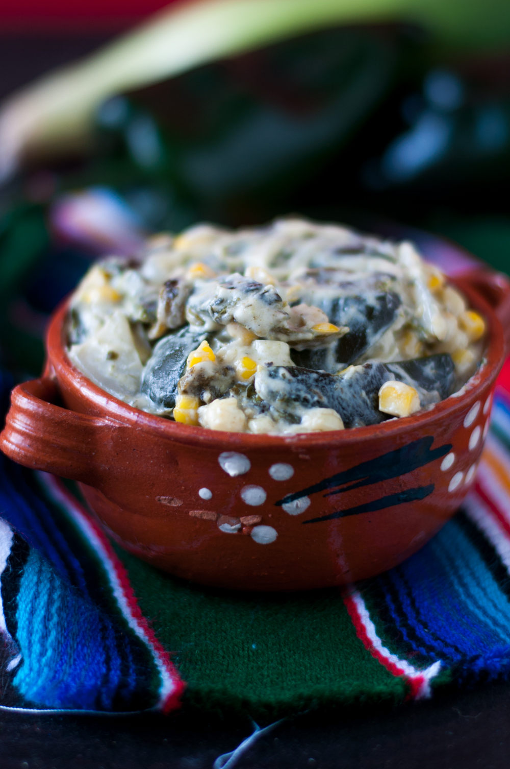 Inspired by traditional Mexican Rajas con Crema, these Vegan Creamy Rajas are dairy-free! #vegan #Mexican 