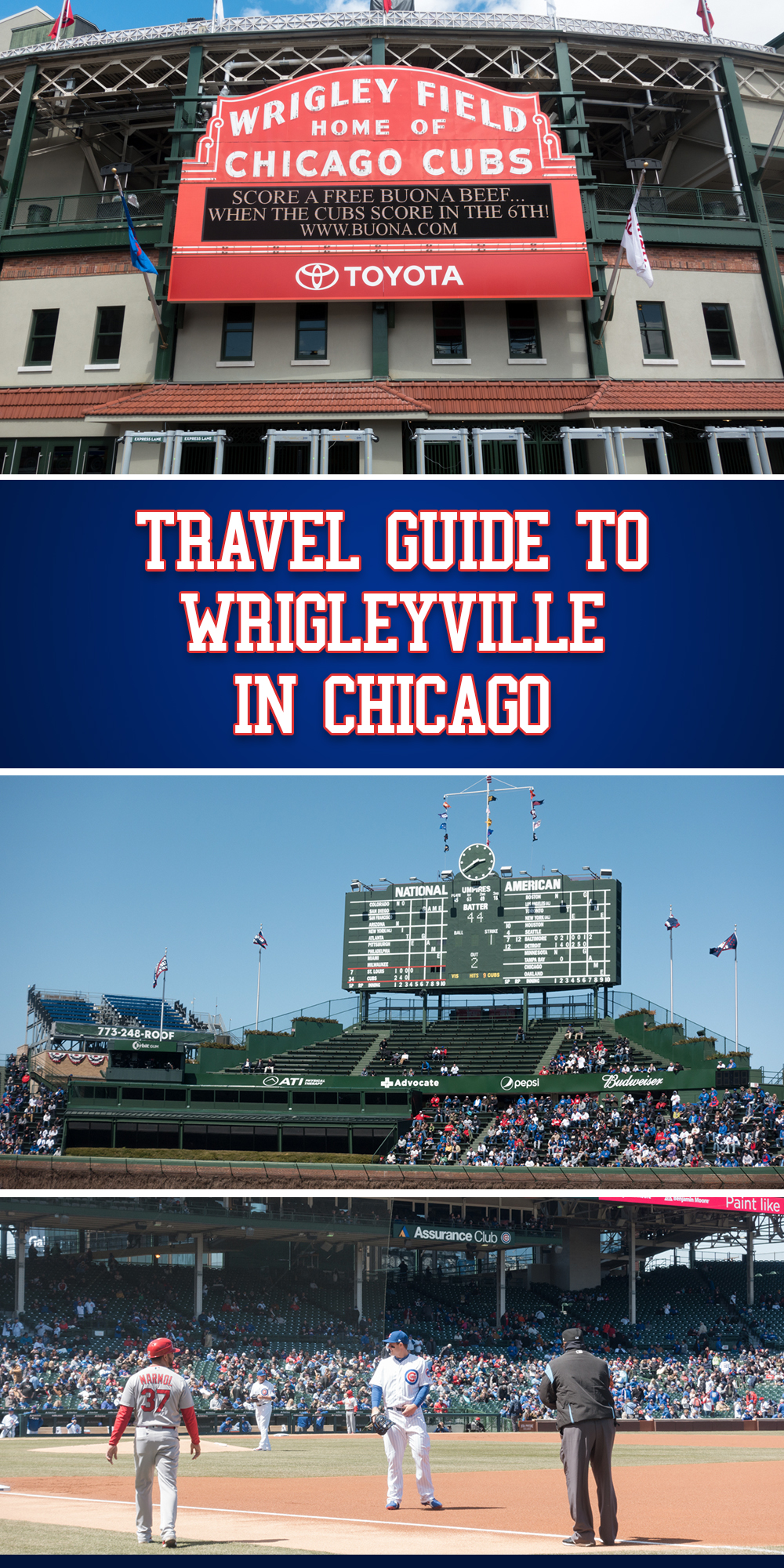 Travel Guide to Wrigleyville in Chicago: Tips for seeing the Cubs play at Wrigley Field. #Travel #Chicago #Cubs #Baseball #Summer #travel #trips #getaway #city #vacation #baseball 