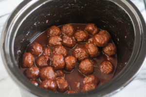 Slow Cooker Vegan Chili Sauce and Grape Jelly Meatballs are perfect for game day or holiday entertaining!