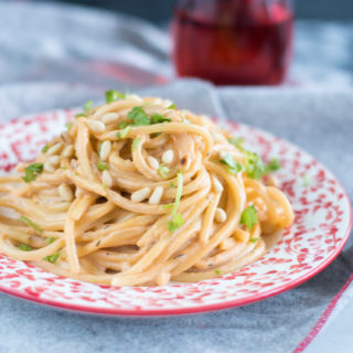 Creamy Rosé Pasta is made with cashews and rose wine. #vegan #pasta #veganrecipes