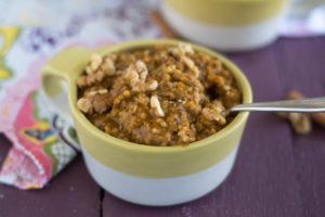 Apple Cider Pumpkin Oatmeal is made right in the slow cooker for an easy breakfast recipe.
