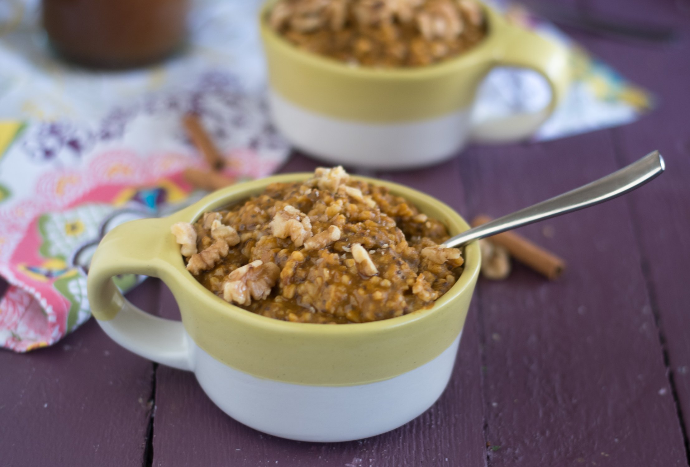 Apple Cider Pumpkin Oatmeal is perfect for fall! 