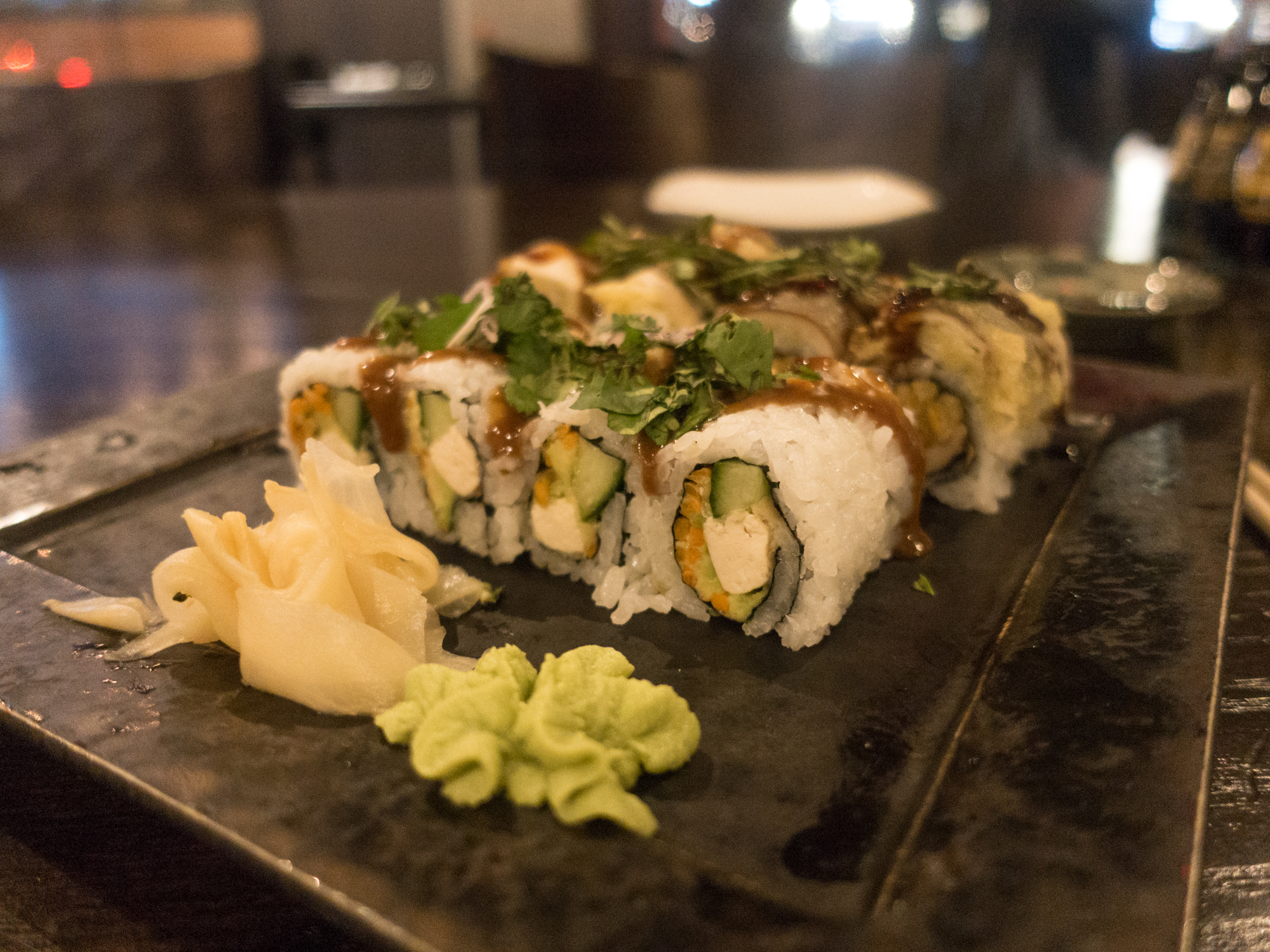 Vegan sushi at Ironworks Hotel restaurant 