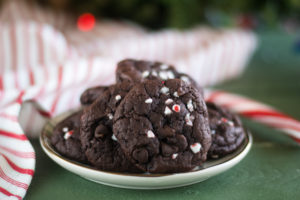 Vegan Chocolate Peppermint Cookies topped with crushed candy canes are perfect for the holidays!