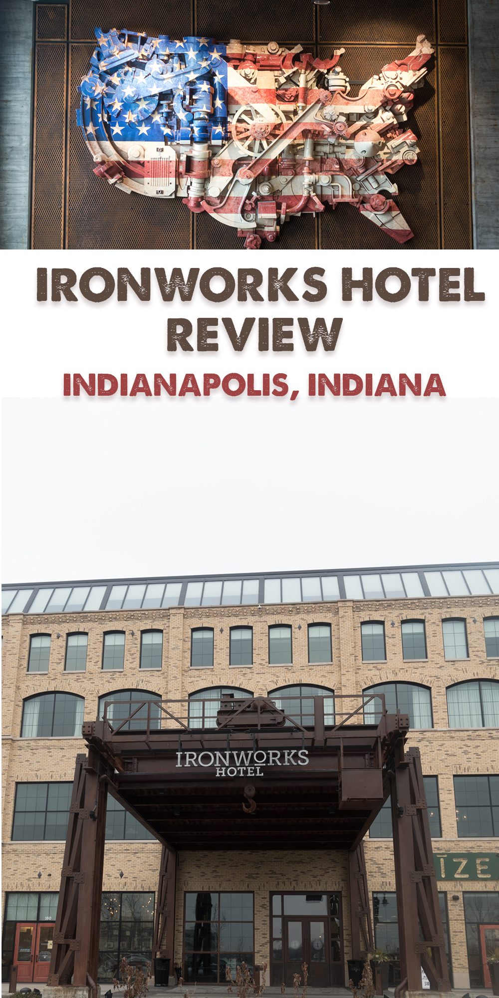 Located just North of Indianapolis, near the Keystone Fashion Mall, you'll discover touches industrial items throughout the Ironworks Hotel. If you are looking for a unique hotel in the Midwest, the Ironworks Hotel just might be the perfect boutique hotel for you. #travel #Midwest #hotel #USA #Indiana #boutique #luxury 