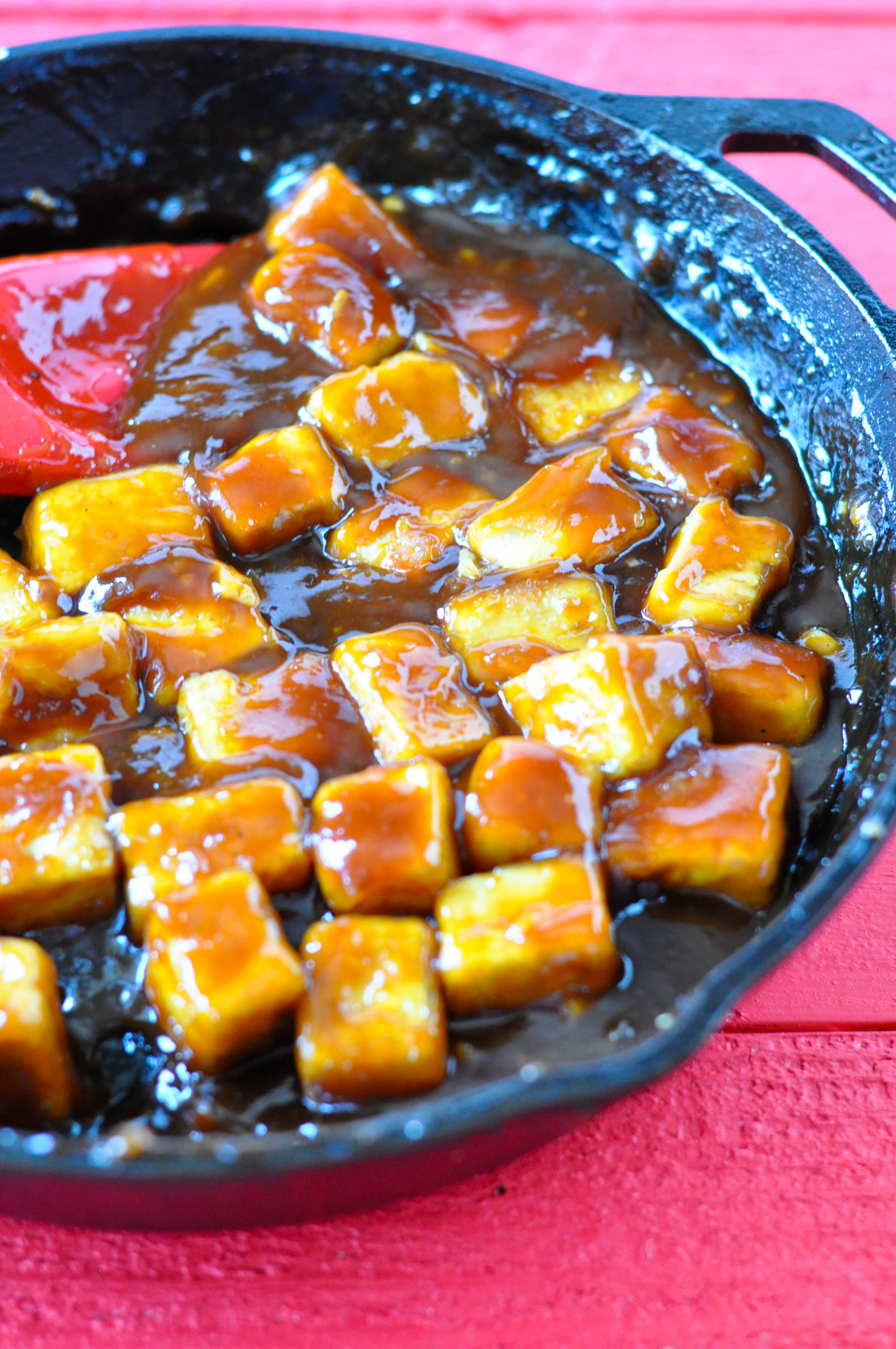 Skip the take-out and make this slightly sweet and spicy Sriracha Tofu at home!