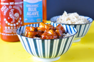 Skip the take-out and make this slightly sweet and spicy Sriracha Tofu at home!