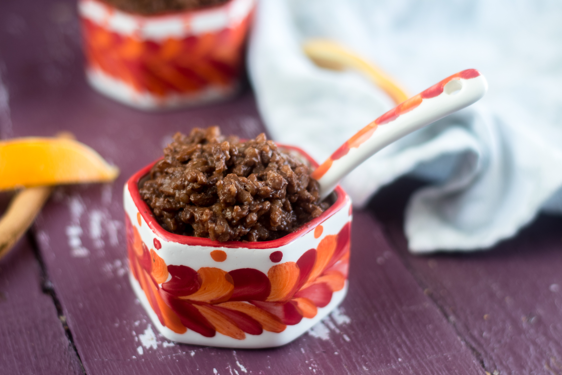 A chocolatey twist on traditional arroz con leche. This creamy rice pudding is infused with two types of chocolate. This is great for dessert or a sweet breakfast treat.