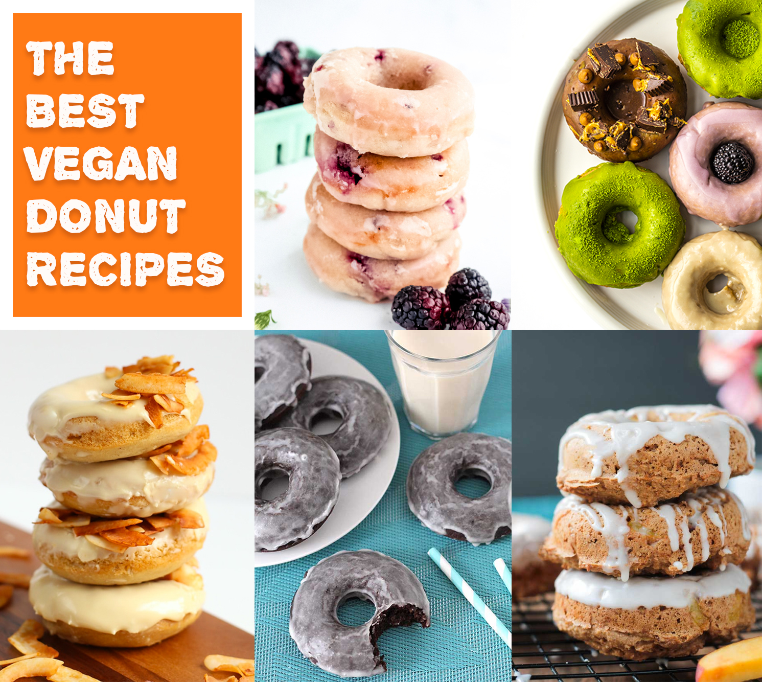 12 of the best vegan donuts recipes from some of my favorite food bloggers! This round-up has everything from citrus, glazed to chocolate donuts. #vegan #donuts #breakfast #recipes #dessert #veganrecipes #dairyfree #food 