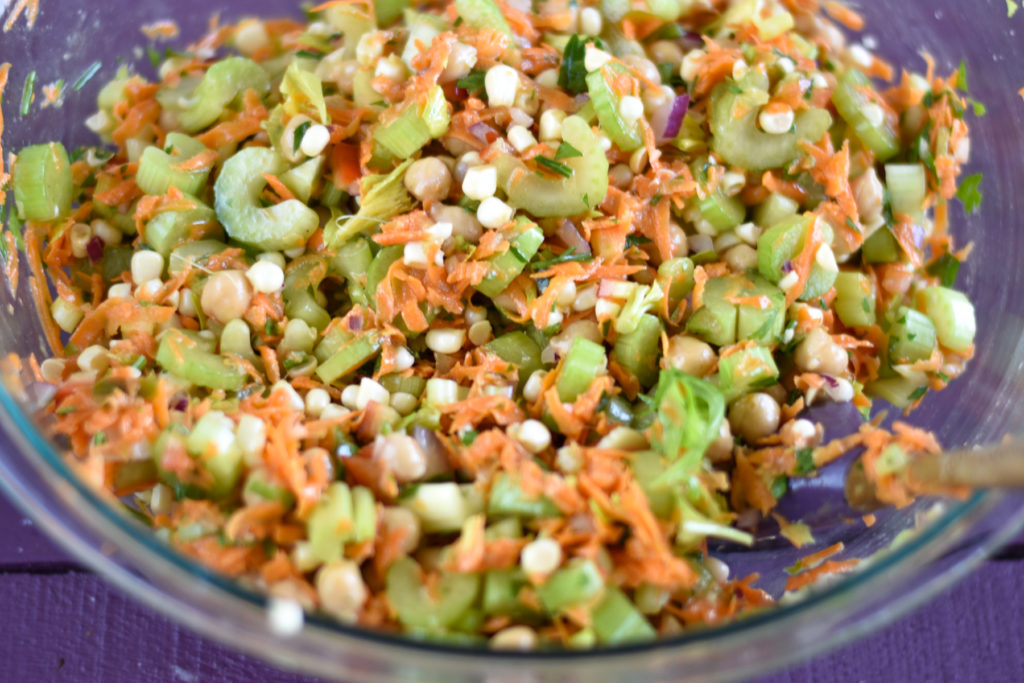 Looking for a healthy, plant-powdered salad? This Chickpea Celery Salad is the perfect salad. It is healthy, nutritious and delicious. #vegan #chickpea #celery #salad #glutenfree #dairyfree #lunch #healthy #food 