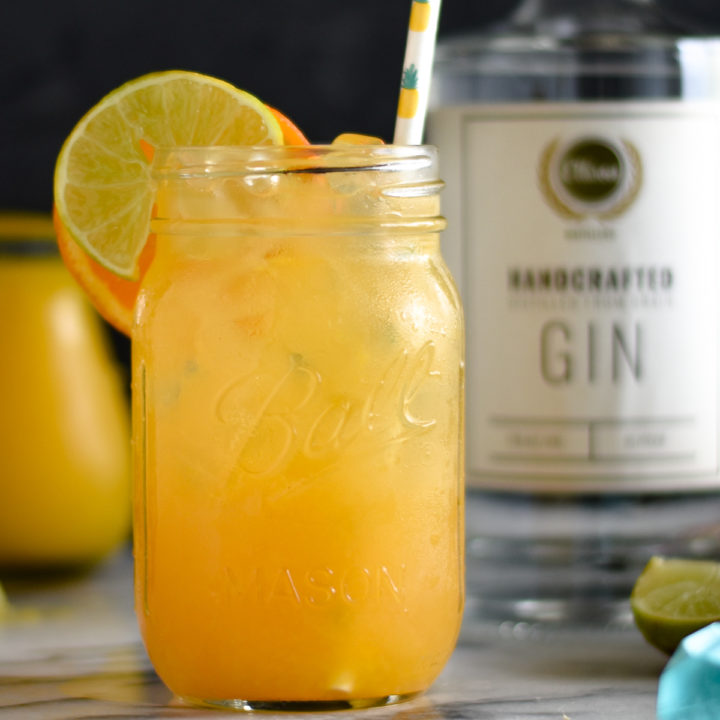 Looking for a bright, citrusy cocktail? You're going to love this Tropical Fruit Gin Punch! #drink #gin #cocktails #punch