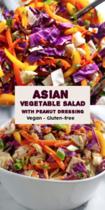 This Healthy Asian Chopped Vegetable Salad with peanut dressing is packed full of veggies! This is a great salad to serve alongside any Asian inspired meal. #Vegan #glutenfree #Asian #vegetarian #wholefoods #plantbased #recipes #healthy #salad