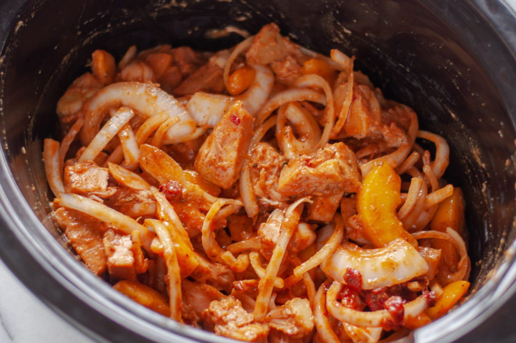 This Slow Cooker BBQ Peach Jackfruit is an easy recipe that has the perfect balance of sweet, tart, and spicy.