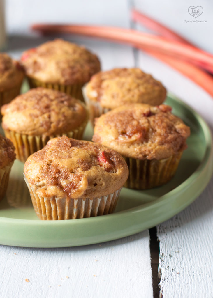 These Vegan Rhubarb Muffins are a light, tender muffin bursting with slices of rhubarb.