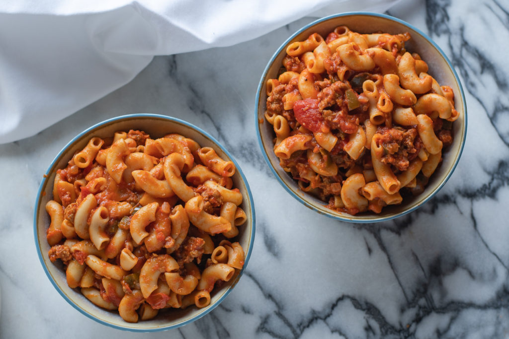 This recipe for vegan goulash is inspired by a childhood favorite pasta recipe! American goulash is an Midwestern classic recipe. It makes a ton and the leftovers are even better! #pasta #vegan #recipe