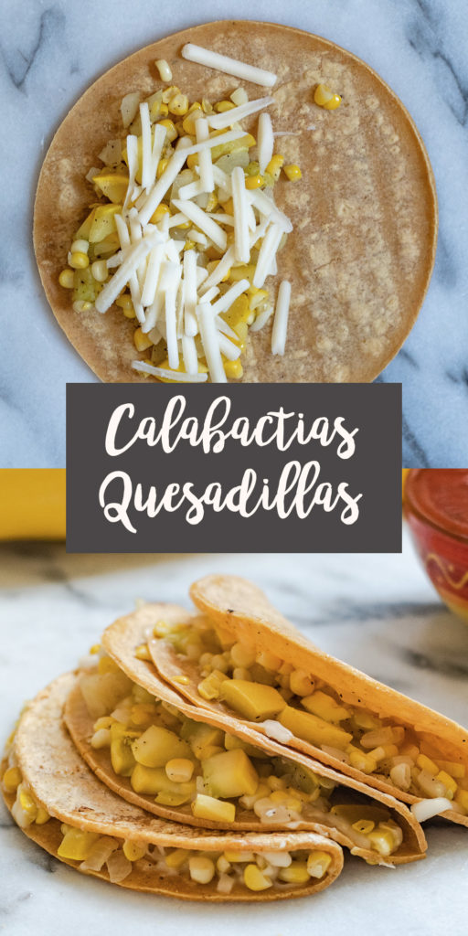 Vegan calabacitas and corn quesadillas are a classic Mexican taco filling topped with cheese. These quesadillas are kid friendly and easy to make! #Vegan #Mexican #food #recipes #veganmexican #dairyfree #easyrecipes #glutenfree