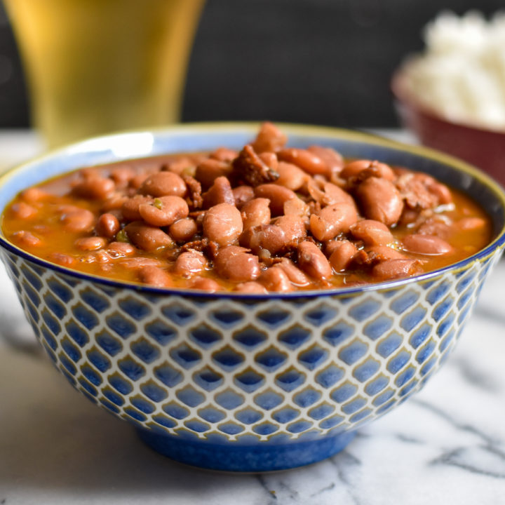 Mexican Instant Pot Vegan Frijoles Borrachos, also know as drunken beans, are an inexpesive bean recipe that is great for meal prep.