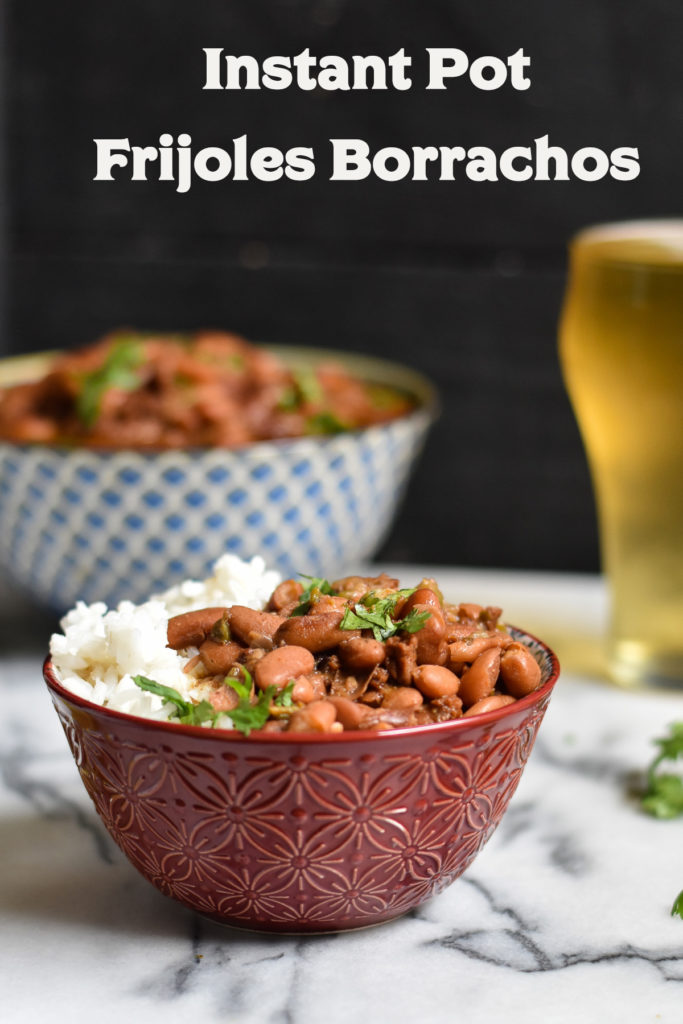 Mexican Instant Pot Vegan Frijoles Borrachos, also know as drunken beans, are an inexpensive bean recipe that is great for meal prep. #beans #Mexican #frijoles #VeganMexican #InstantPot #recipes 