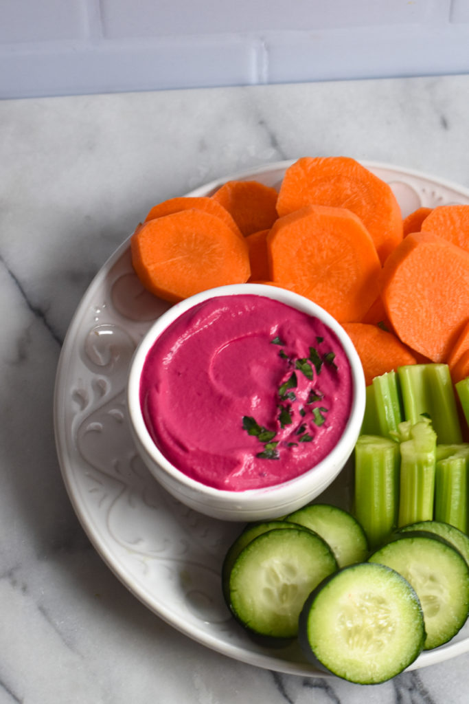 Ultra creamy dairy-free Beet Cashew Dip is the perfect vehicle for dipping!
