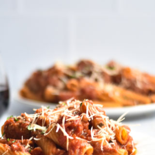 Vegan Rigatoni with meatballs is perfect when you craving something a little more comforting for dinner.