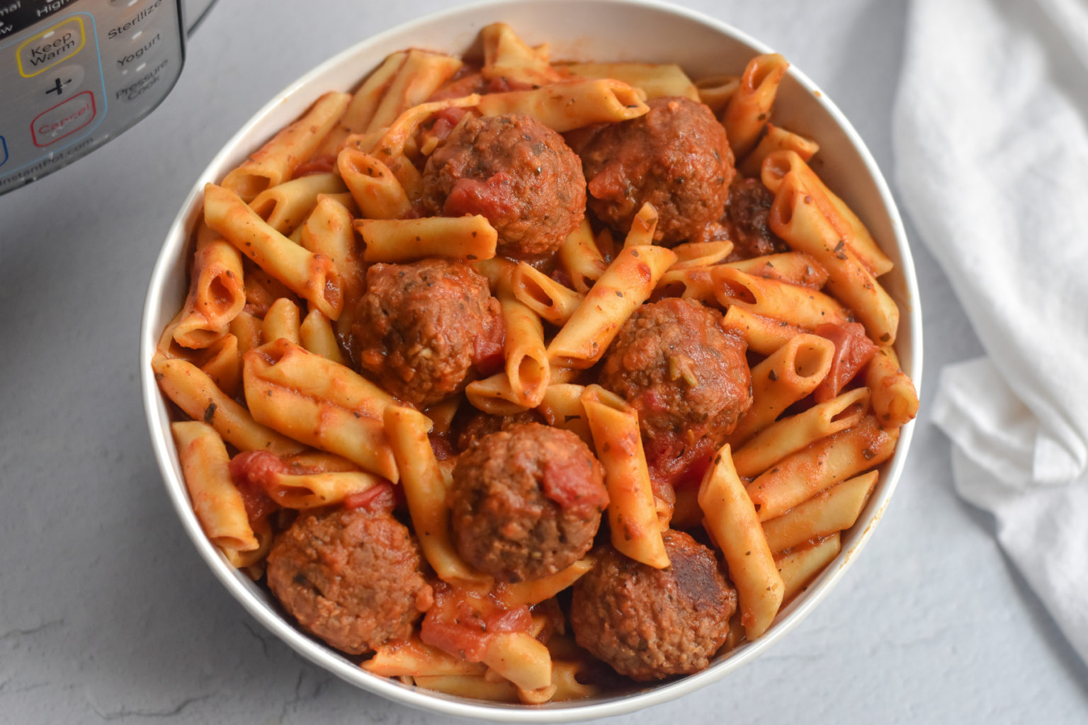 instant pot frozen meatballs with pasta Thyme & Love
