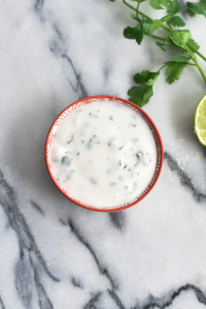 Cilantro yogurt sauce is easy, dairy-free, and super easy to make. 