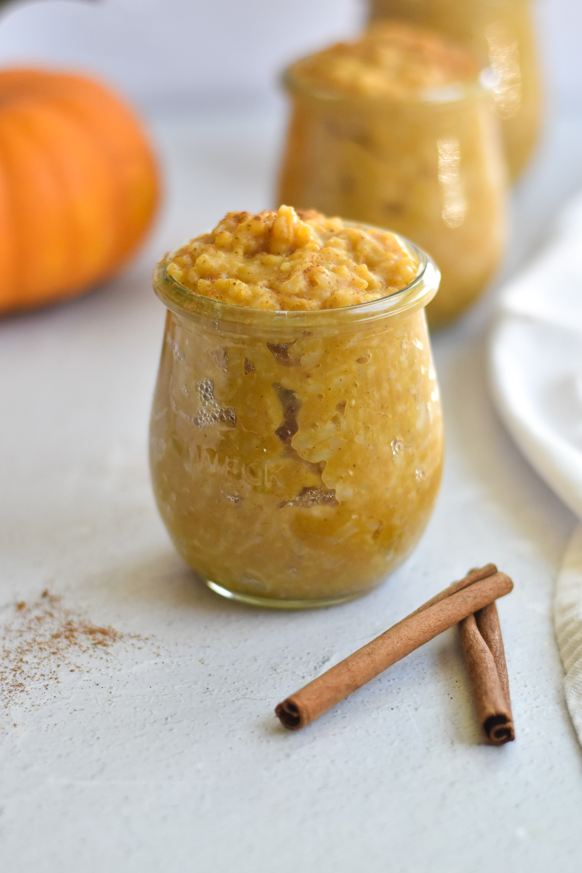A fall spin on the traditional arroz con leche: pumpkin creates a creamy pumpkin spice rice pudding option that is perfect for breakfast or dessert.
