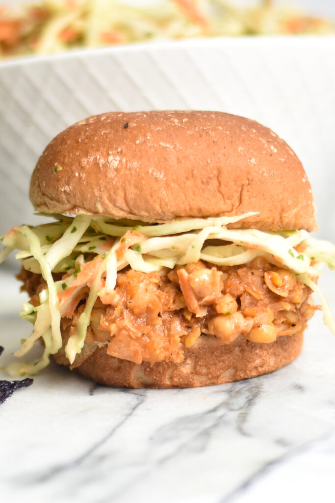 This Vegan Chickpea Sandwich is a delicious, quick, and easy weeknight dinner. The best part is that you only need a few ingredients straight from the pantry. 