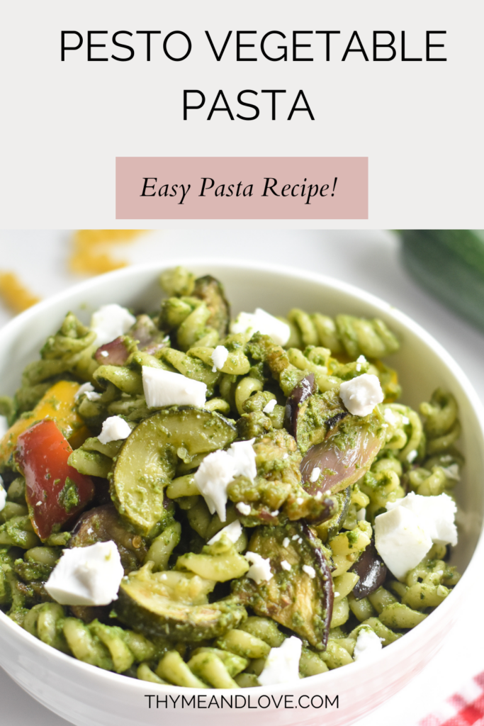 This easy pesto vegetable pasta recipe is packed with fresh, bright colorful vegetables. The best part about this vegetable pasta is that it can be and perfect served warm or cold as a pasta salad.