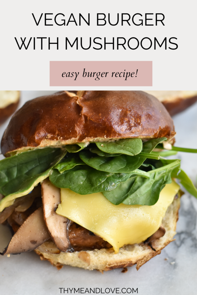 Vegan Burgers with mushrooms and balsamic mayo are perfect for burger night. Quick, easy recipe for vegan burger.