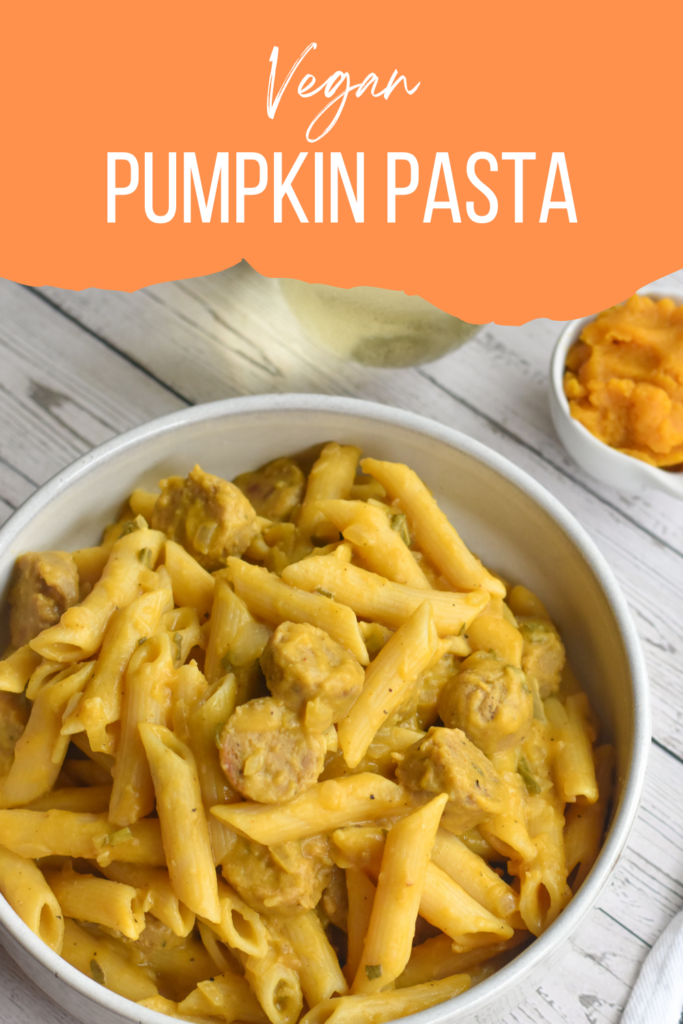 Fall inspired Vegan Pumpkin Pasta with Sausage is filled with all the fall vibes. This creamy, dairy-free pumpkin pasta is perfect to make on a crisp fall evening.